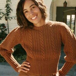 DOEN Cable Knit Sweater Brown Size M